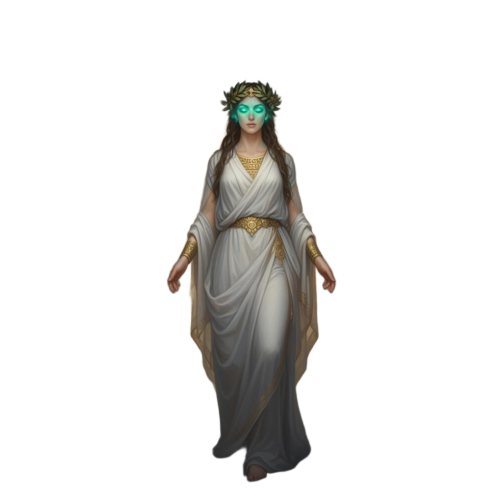 The Oracle of Mímir, crowned with laurels